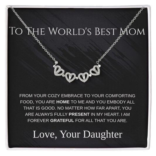 To the World's Best Mom Magnetic Hearts Necklace