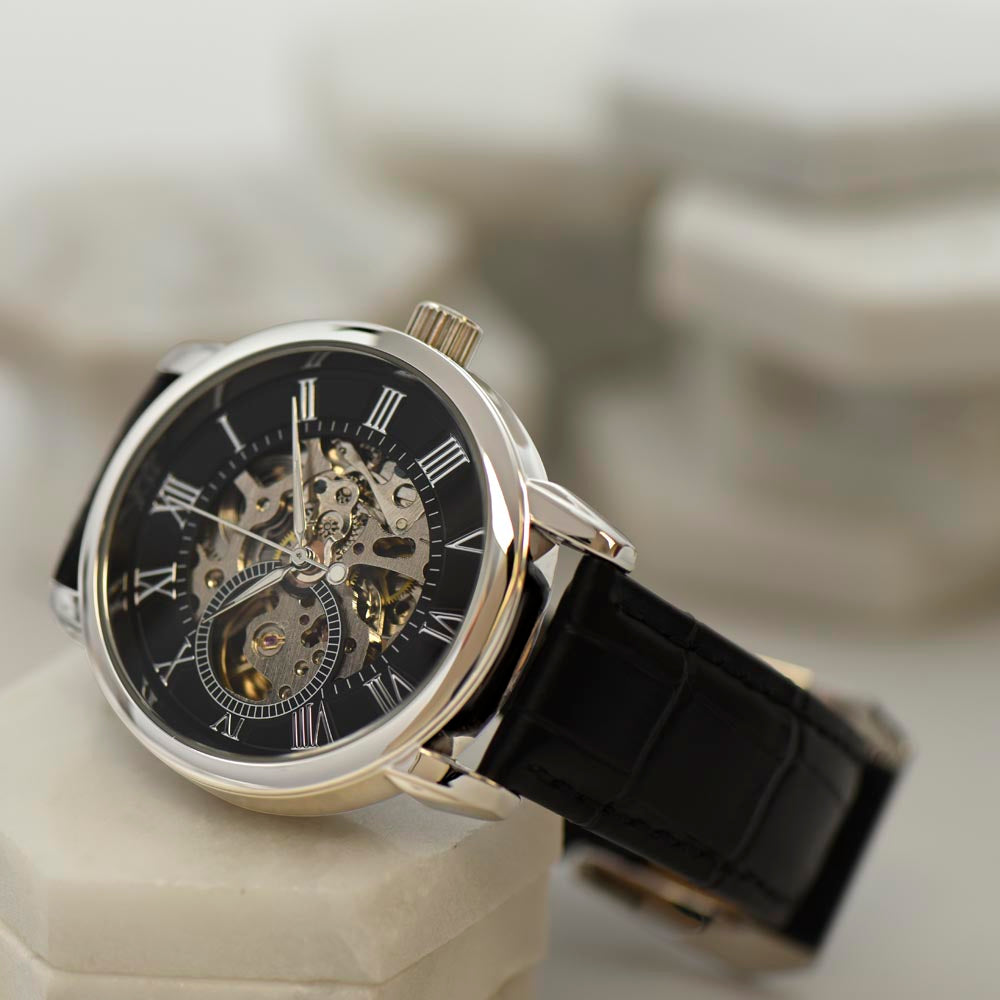 "Always My Son" Luxury Openwork Watch Gift Set | Handcrafted Timepiece with Heartfelt Keepsake Message Card