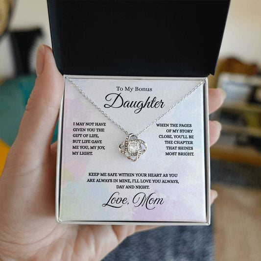 To My Bonus Daughter - Love Knot Necklace