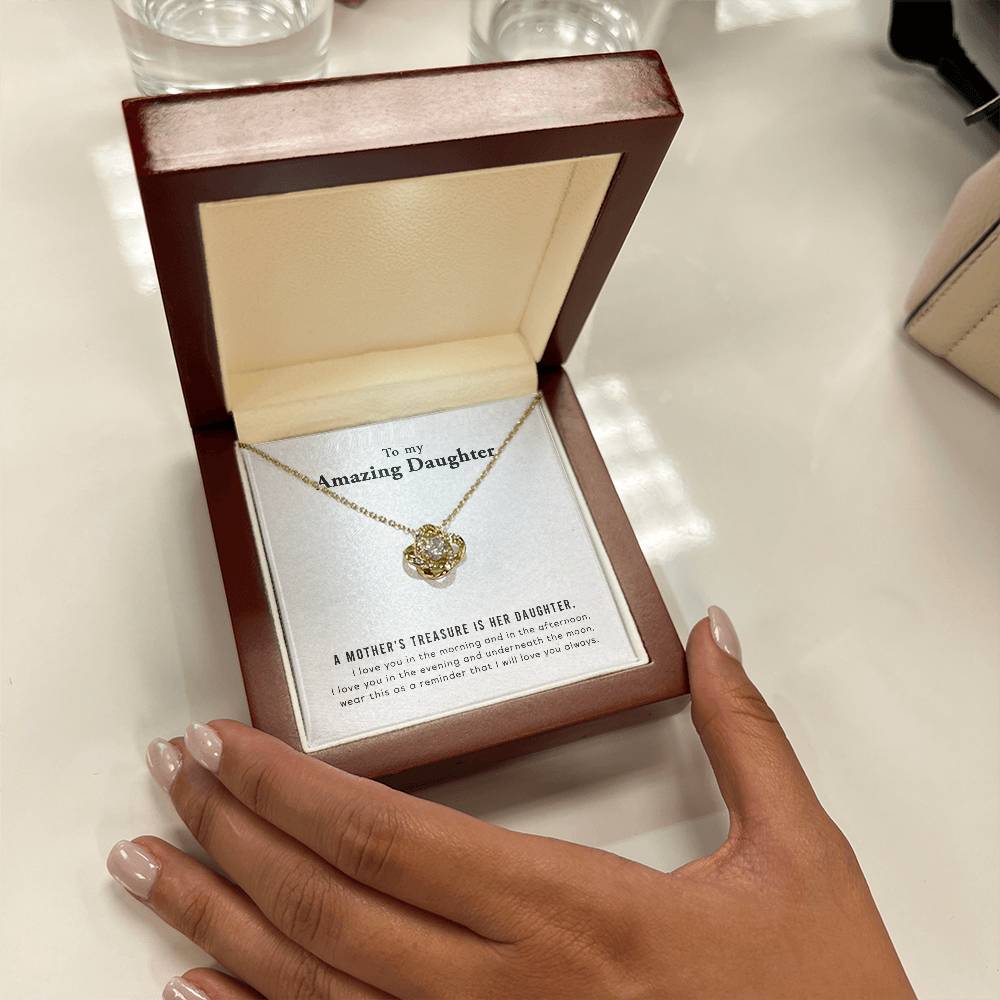 To My Amazing Daughter - Love Knot Necklace & Heartfelt Message Card