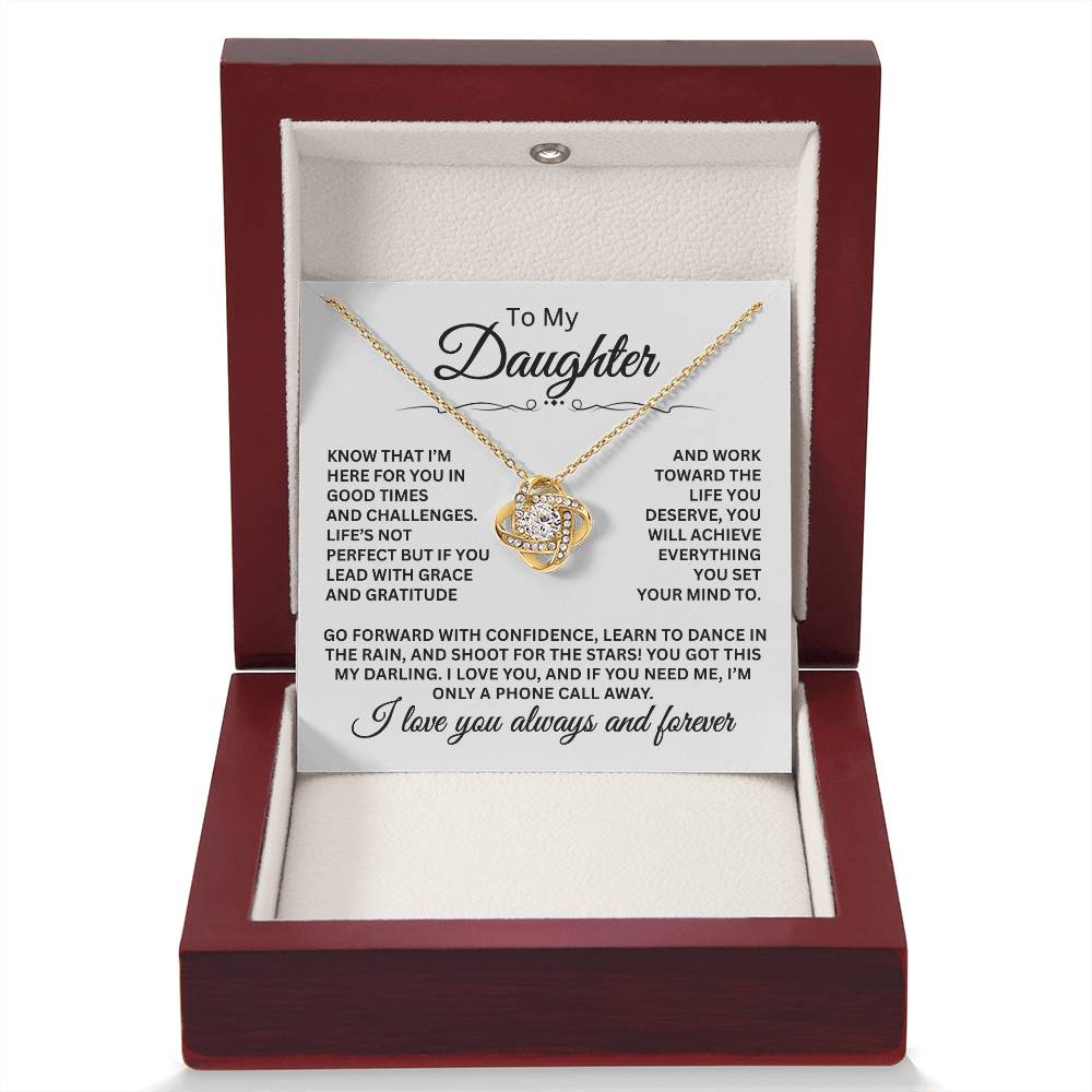 To My Daughter - I Love You Always And Forever - Love Knot Necklace