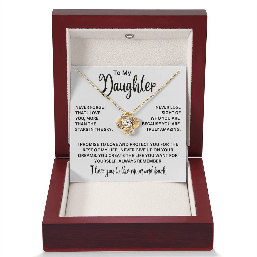 To My Daughter - I Love You To The Moon And Back - Love Knot Necklace