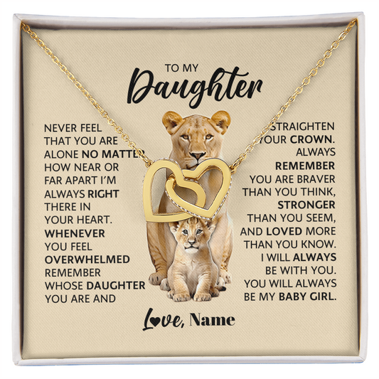 To My Daughter - Interlocking Hearts Necklace & Personalized Message Card
