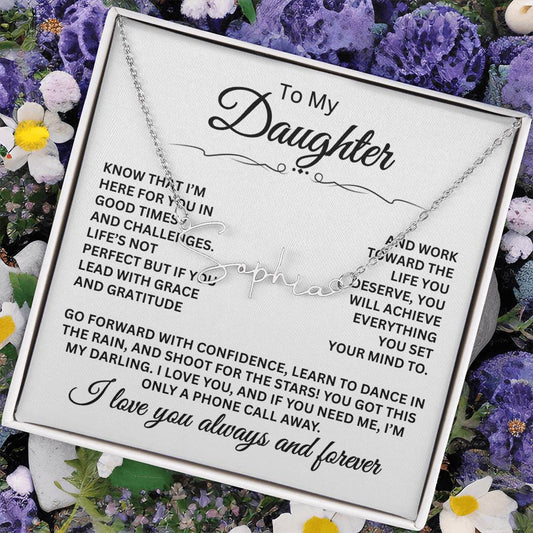 To My Daughter Signature Name Necklace
