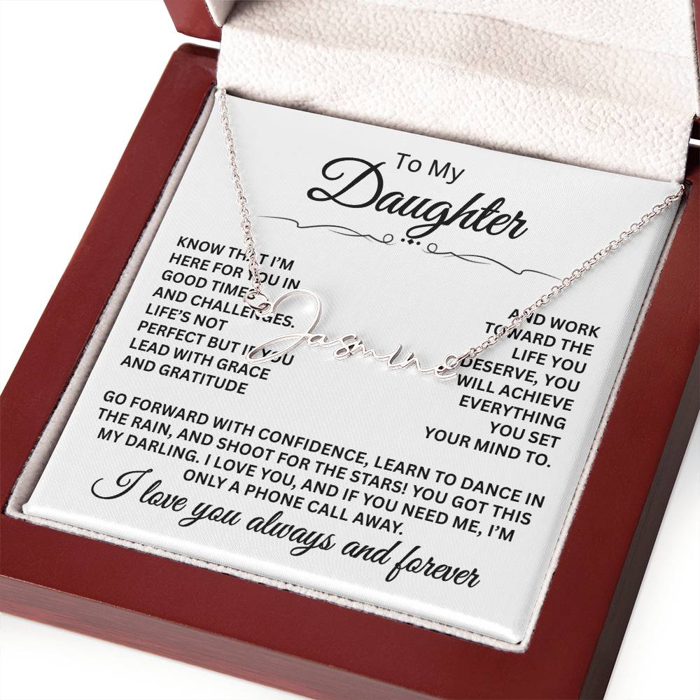 To My Daughter Signature Name Necklace