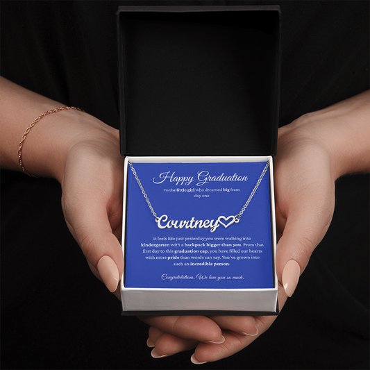 Personalized Graduation Gift for Daughter - Custom Name Necklace with Message Card
