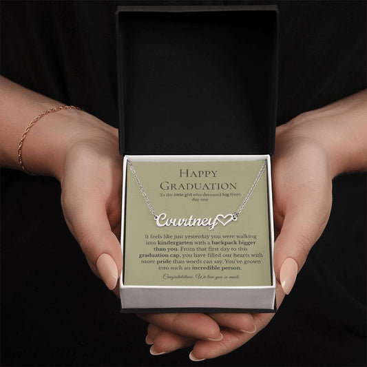 Personalized Graduation Gift for Daughter - Custom Name Necklace with Message Card