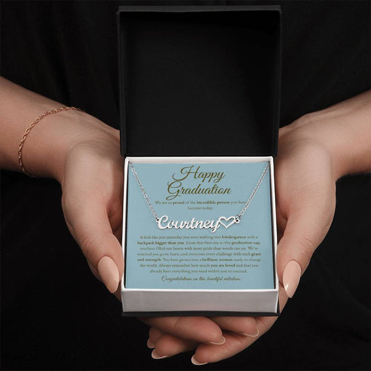 Personalized Graduation Gift for Daughter - Custom Name Necklace with Message Card
