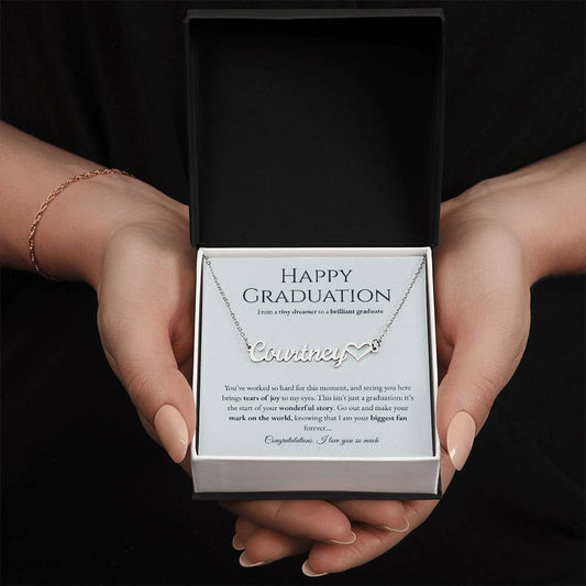Personalized Graduation Gift for Daughter - Custom Name Necklace with Message Card