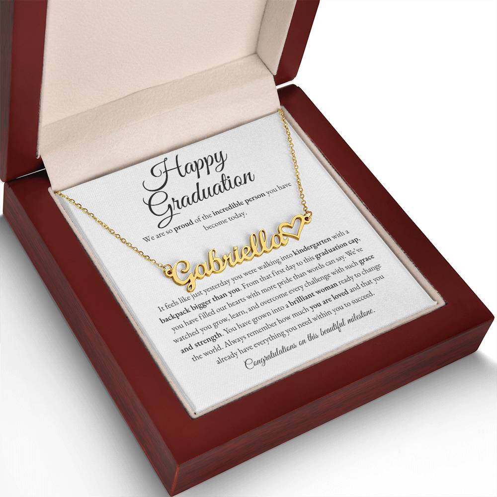 Custom Name Necklace - Kindergarten to High School Graduation Keepsake