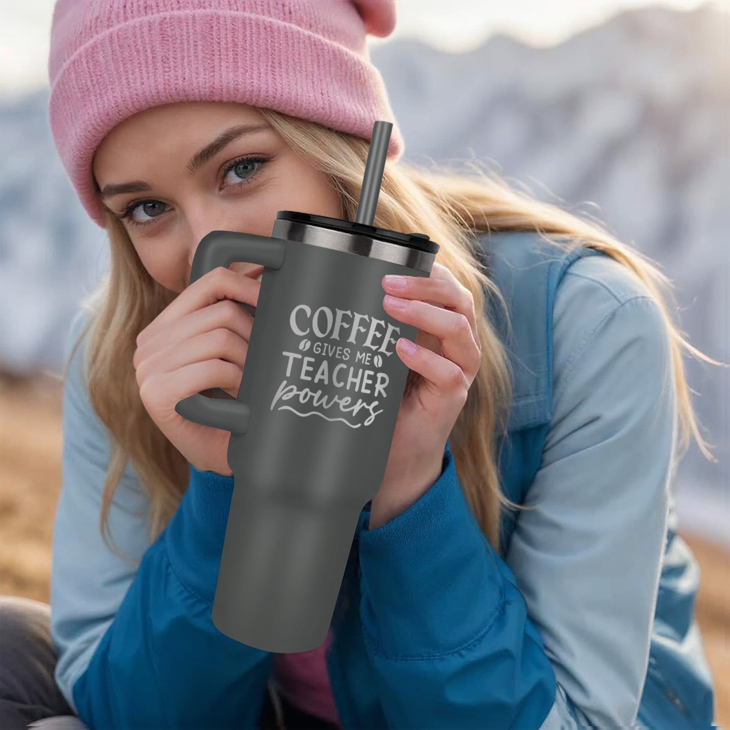Coffee Gives Me Teacher Powers - Pinnacle 40oz Tumbler - Gift For Teacher