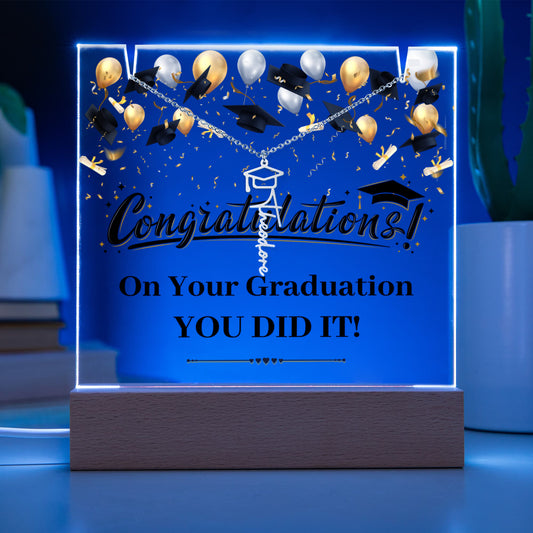 Keepsake Acrylic with Graduation Cap Name Necklace Bundle