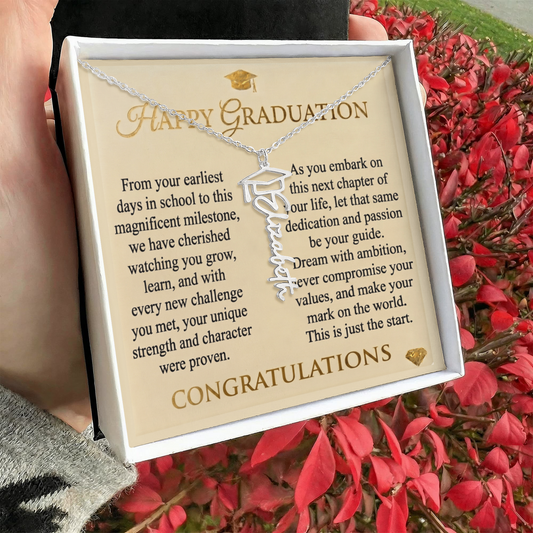 Personalized Graduation Cap Necklace with Inspirational Message Card - Meaningful Gift for Her