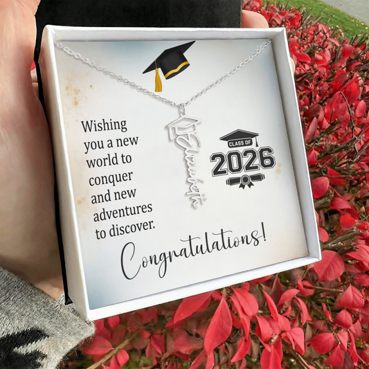 Daughter’s 2026 Graduation Gift - Graduation Cap Name Necklace