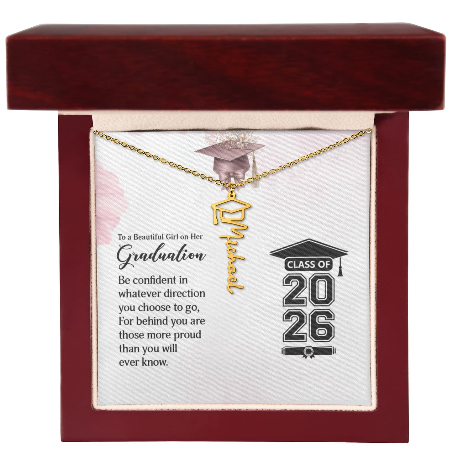 To My Beautiful Girl on Her Graduation - Gift For Daughter - Graduation Name Necklace
