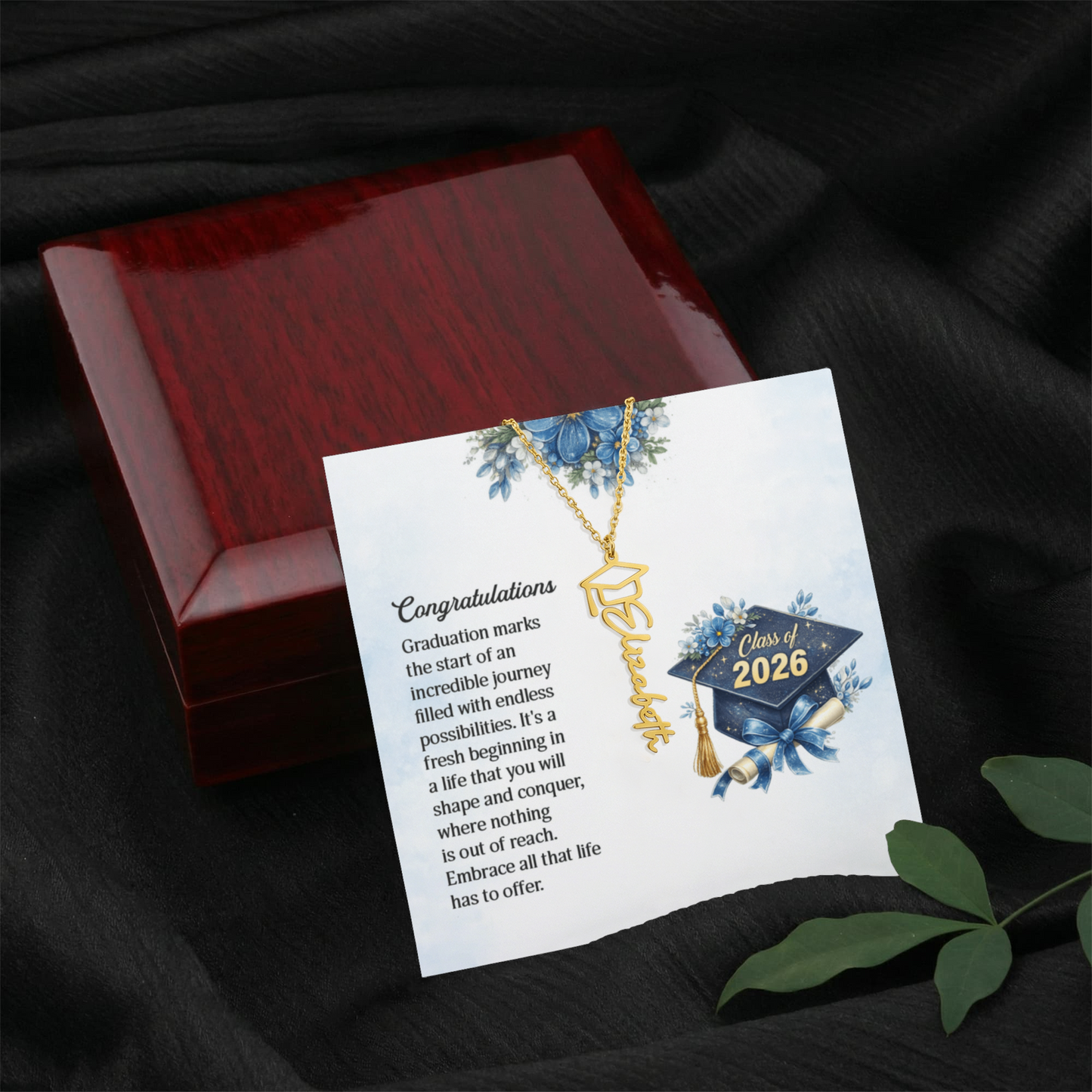 Custom Graduation Cap Name Necklace