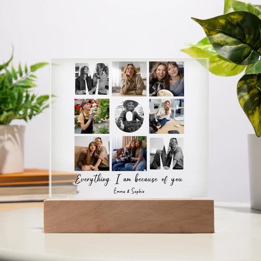 Capture Every Memory: The "MOM" Personalized Photo Collage Acrylic Plaque