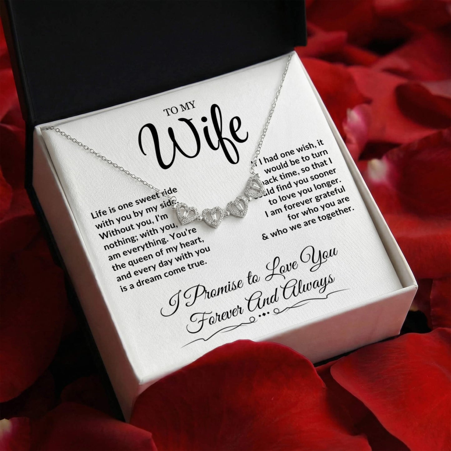 To My Wife - Magnetic Hearts Necklace