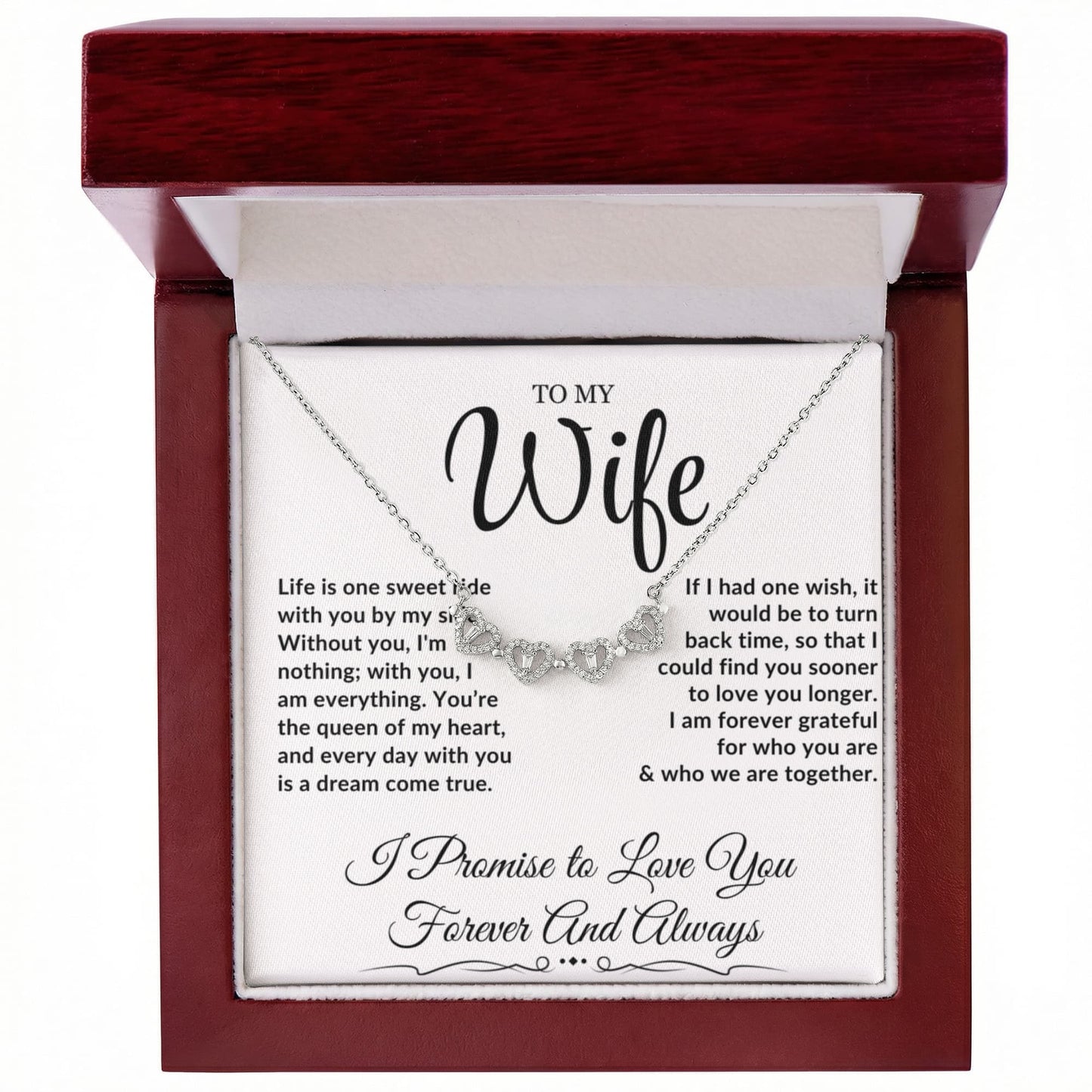 To My Wife - Magnetic Hearts Necklace