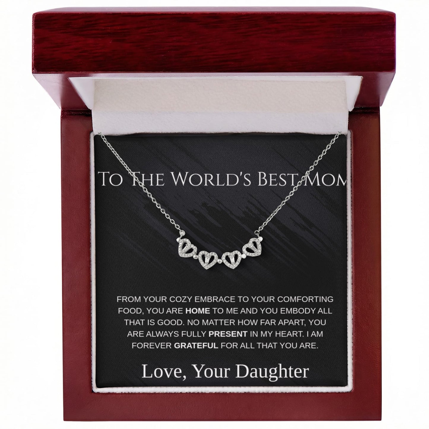 To the World's Best Mom  Magnetic Hearts Necklace