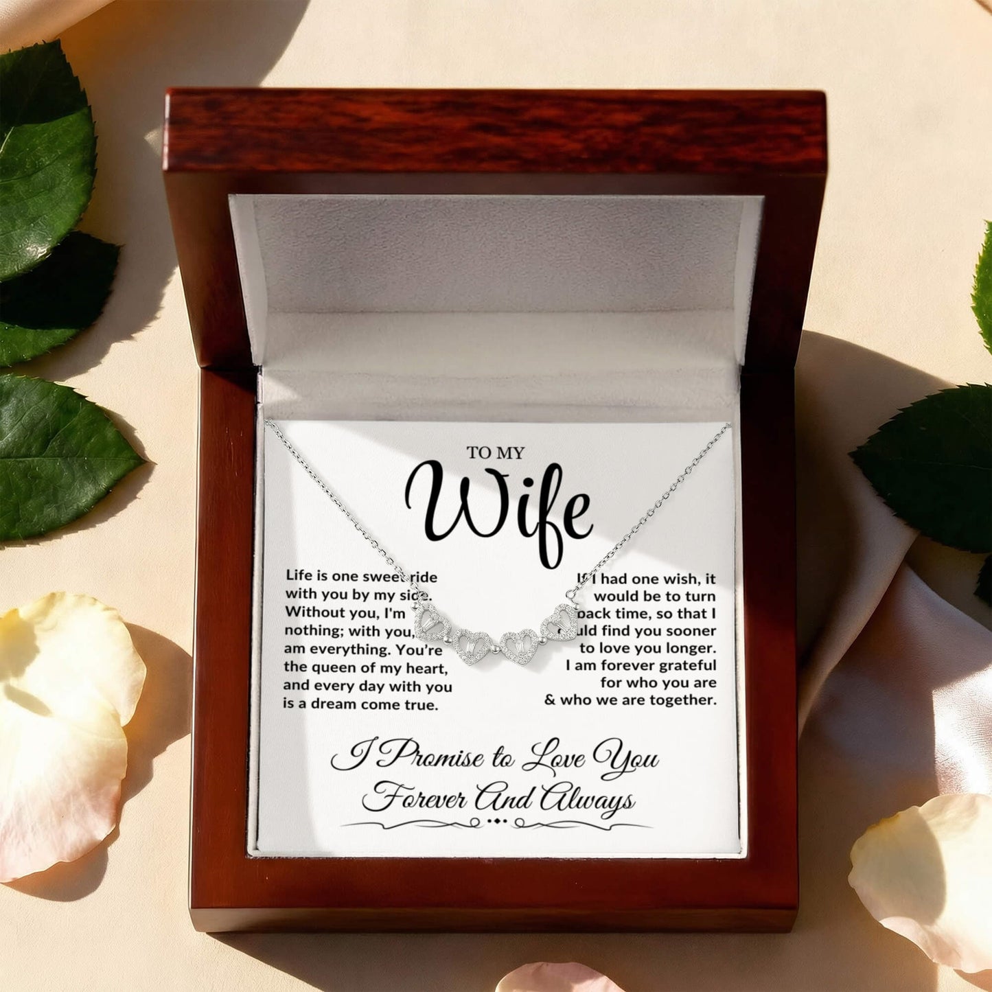 To My Wife - Magnetic Hearts Necklace