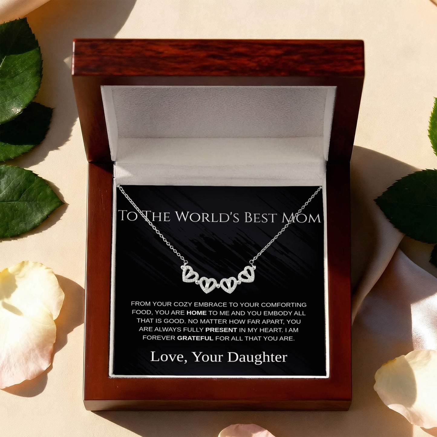 To the World's Best Mom  Magnetic Hearts Necklace