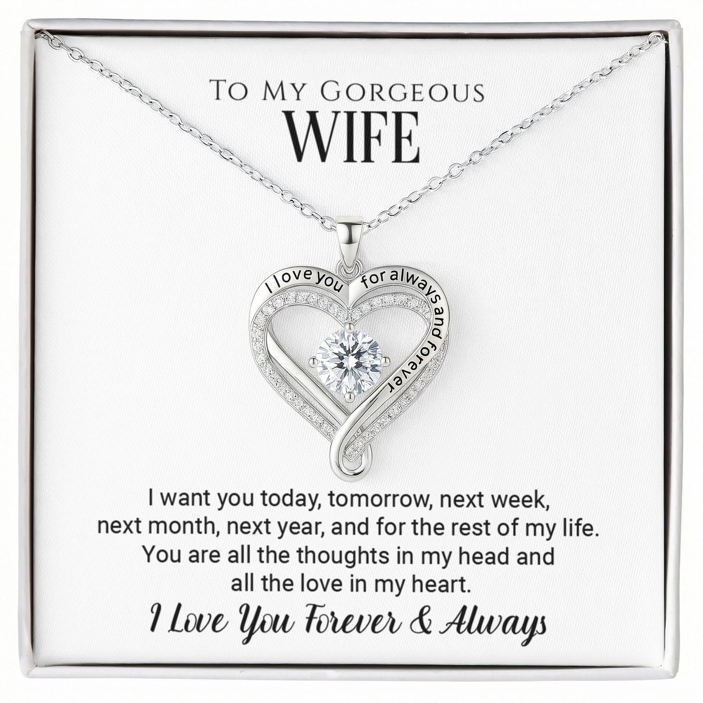 To My Gorgeous Wife  Love You Always Engraved Necklace