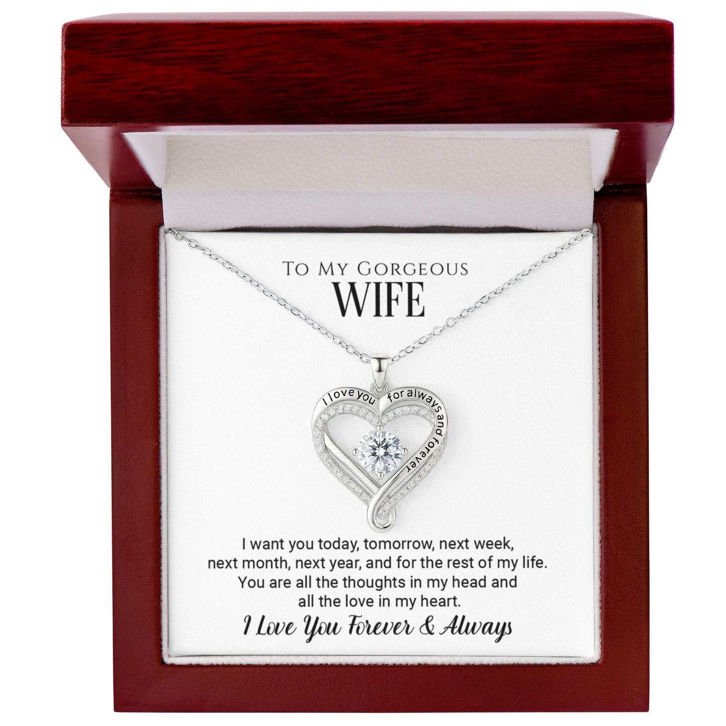 To My Gorgeous Wife  Love You Always Engraved Necklace