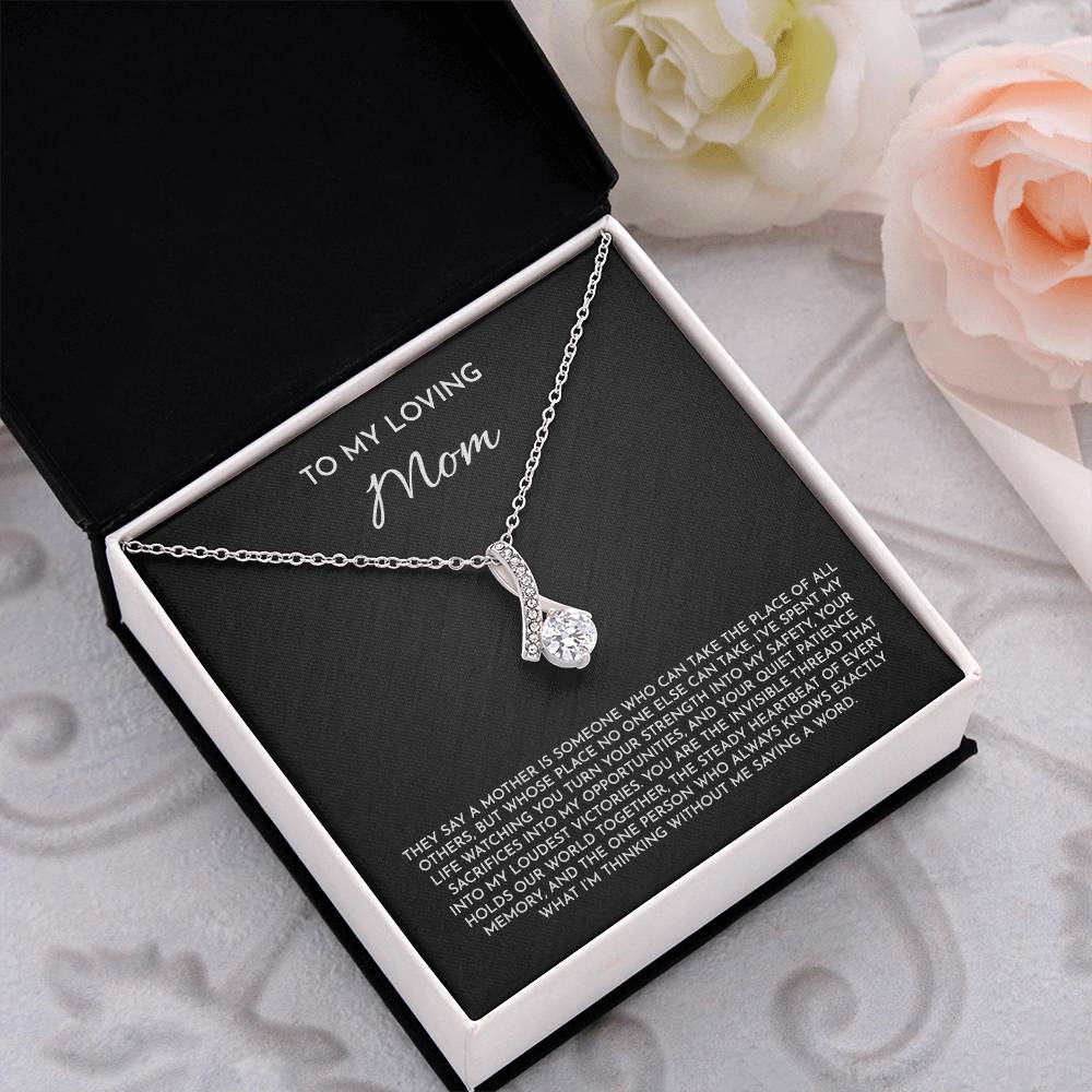 To My Loving Mom - Alluring Beauty Necklace | 14k White or 18k Yellow Gold Finish
