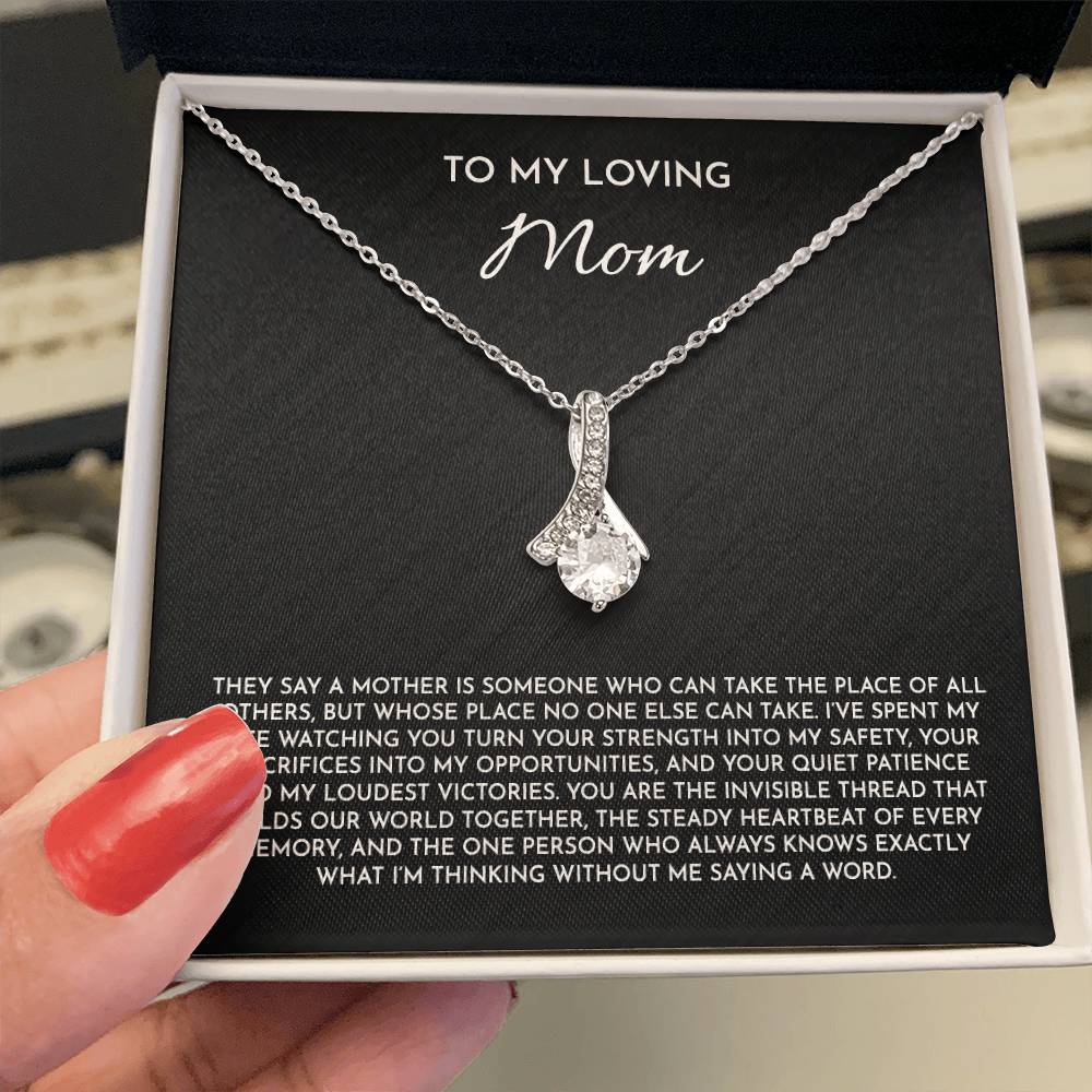 To My Loving Mom - Alluring Beauty Necklace | 14k White or 18k Yellow Gold Finish