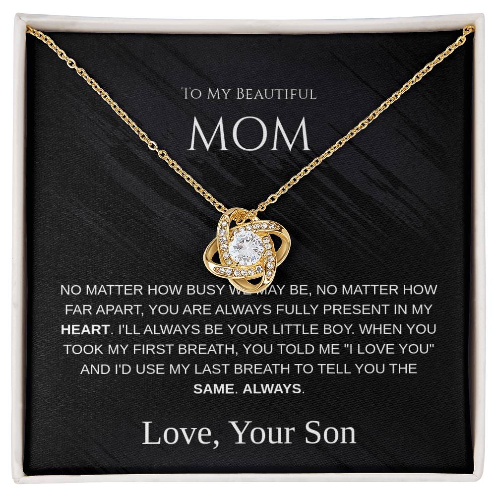 To My Beautiful Mom - Love Knot Necklace - Mother's Day Gift