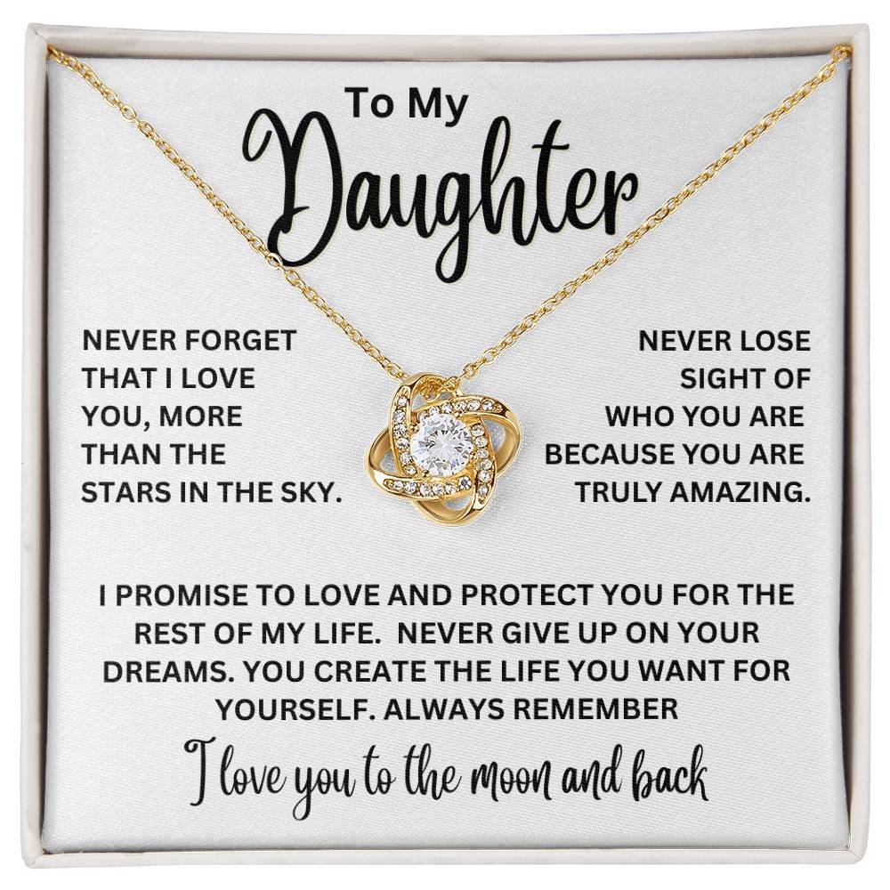 To My Daughter - I Love You To The Moon And Back - Love Knot Necklace