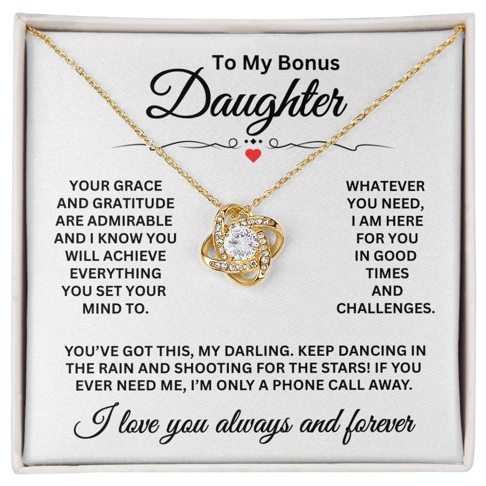 To My Bonus Daughter - I Love You Always And Forever - Love Knot Necklace
