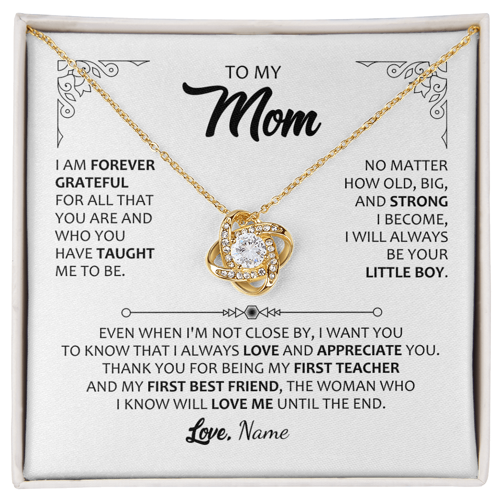 To My Mom  Love Knot Necklace with Personalized Message Card