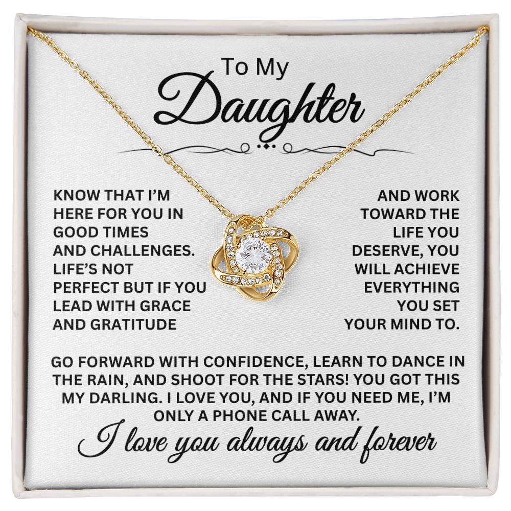To My Daughter - I Love You Always And Forever - Love Knot Necklace