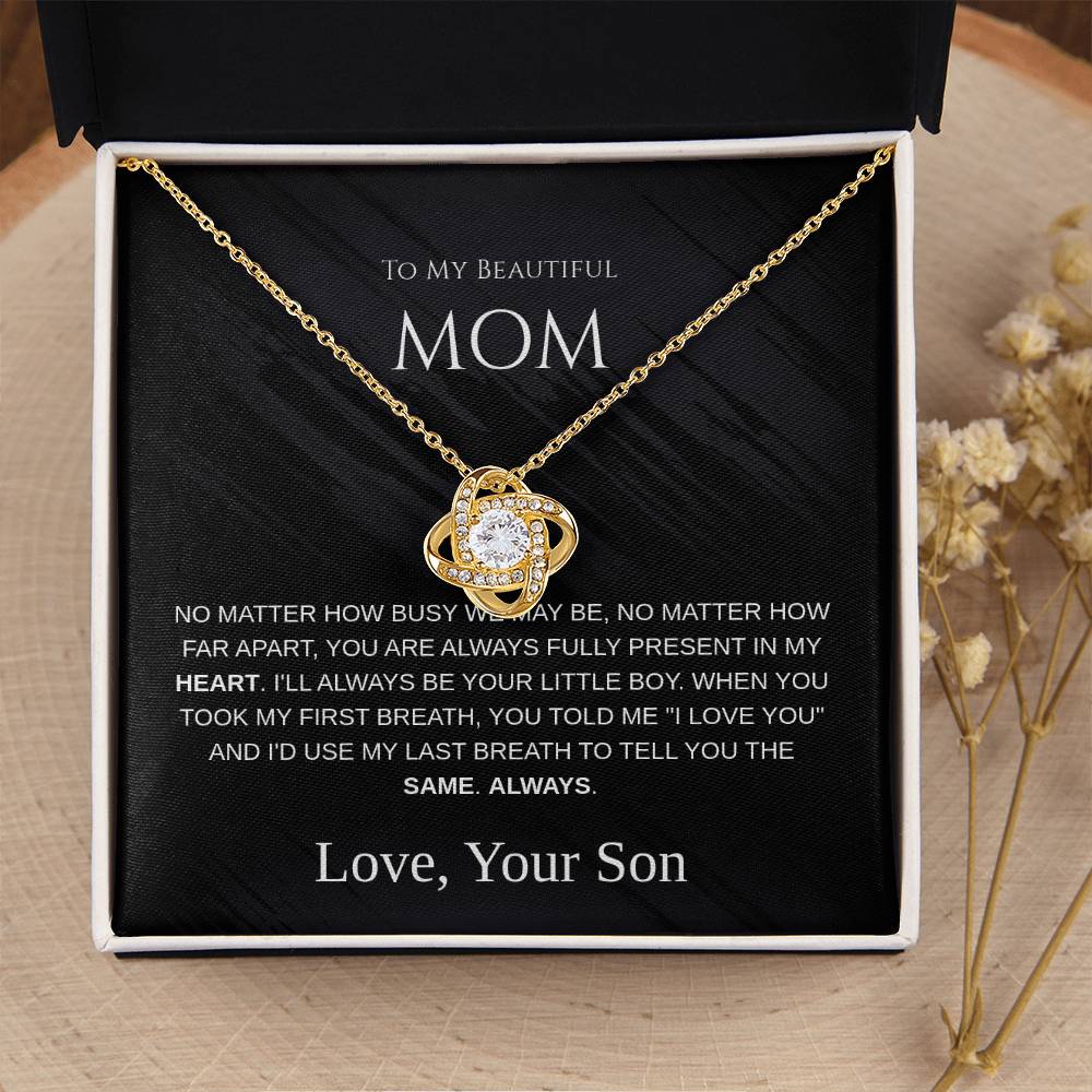 To My Beautiful Mom - Love Knot Necklace - Mother's Day Gift