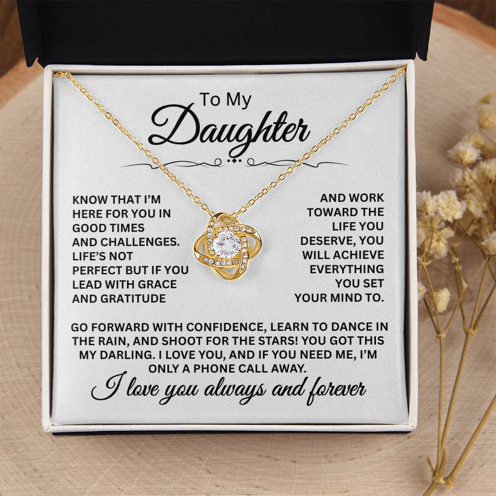To My Daughter - I Love You Always And Forever - Love Knot Necklace