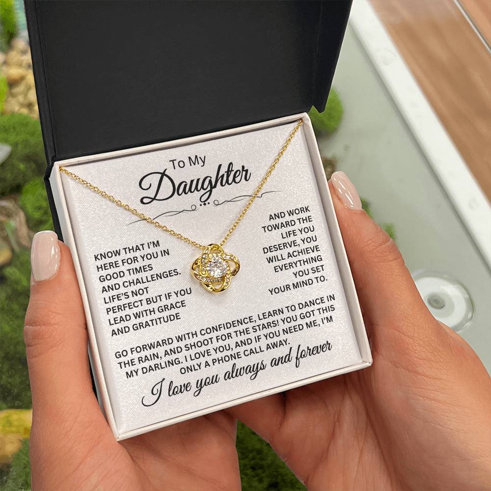 To My Daughter - I Love You Always And Forever - Love Knot Necklace