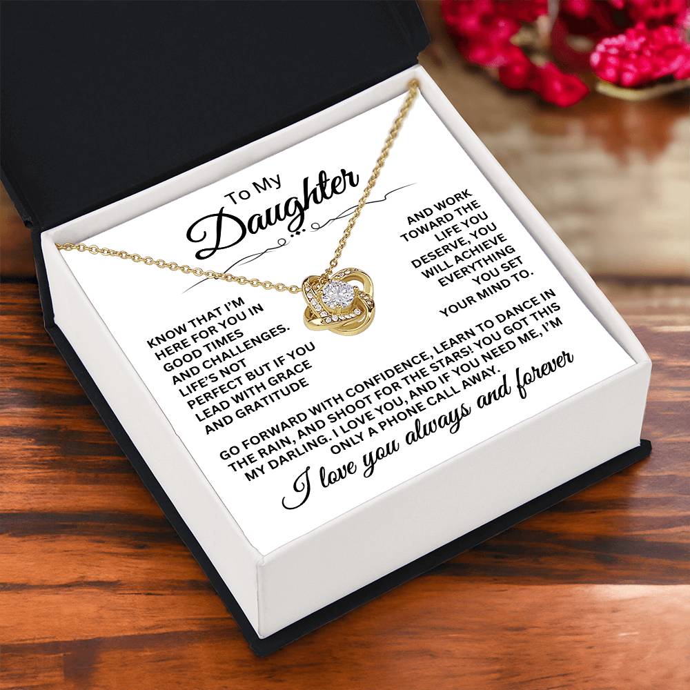 To My Daughter - I Love You Always And Forever - Love Knot Necklace