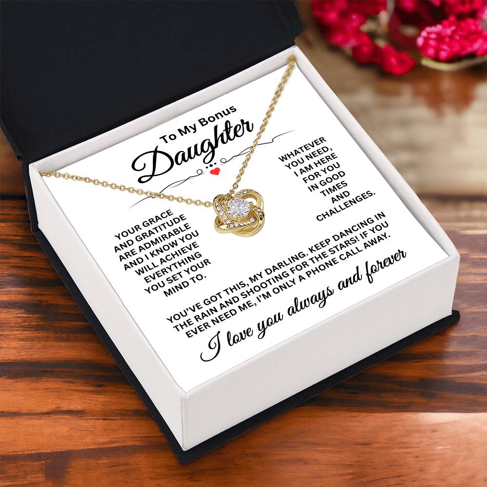 To My Bonus Daughter - I Love You Always And Forever - Love Knot Necklace