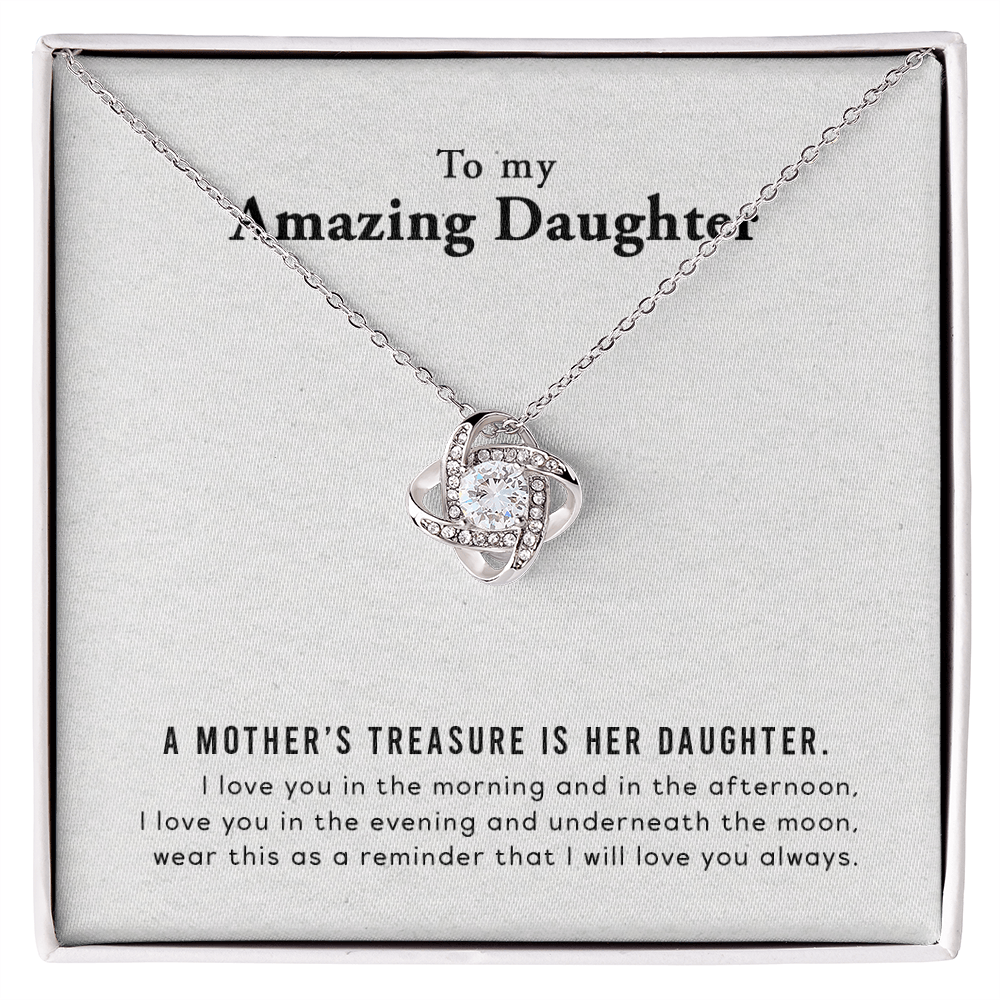 To My Amazing Daughter - Love Knot Necklace & Heartfelt Message Card