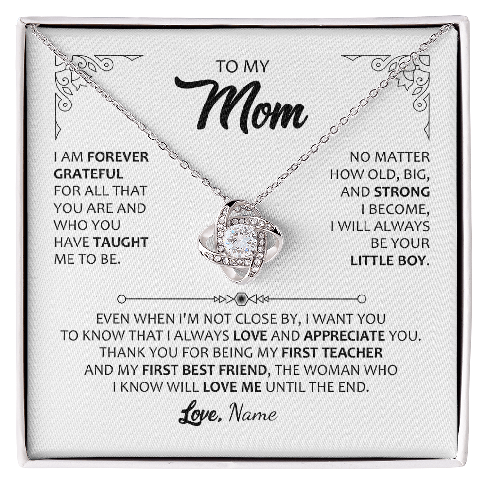 To My Mom  Love Knot Necklace with Personalized Message Card