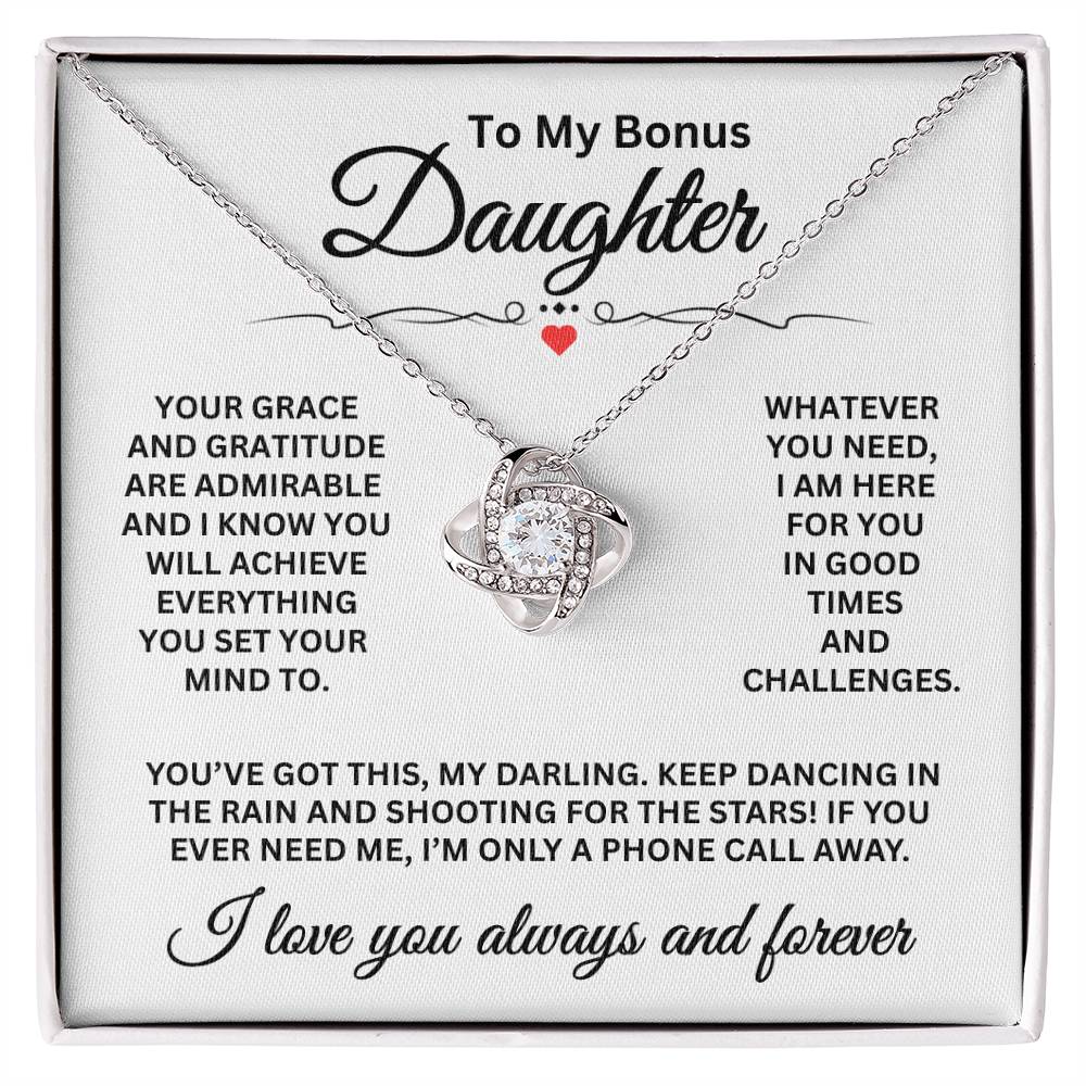 To My Bonus Daughter - I Love You Always And Forever - Love Knot Necklace