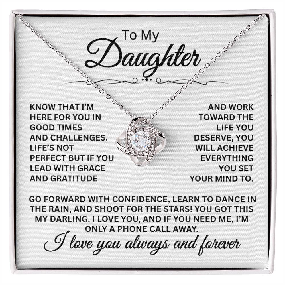 To My Daughter - I Love You Always And Forever - Love Knot Necklace