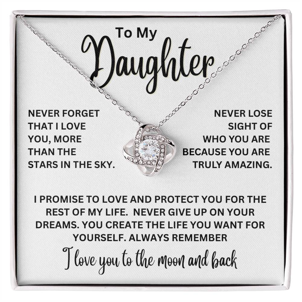 To My Daughter - I Love You To The Moon And Back - Love Knot Necklace