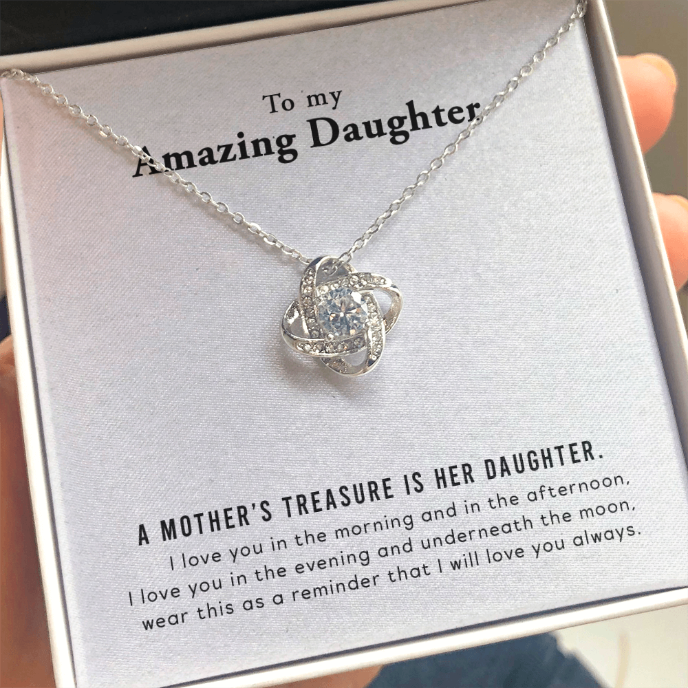 To My Amazing Daughter - Love Knot Necklace & Heartfelt Message Card