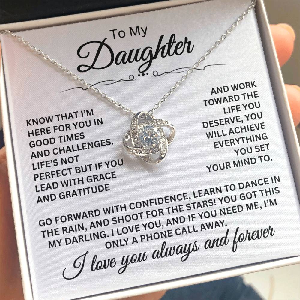 To My Daughter - I Love You Always And Forever - Love Knot Necklace