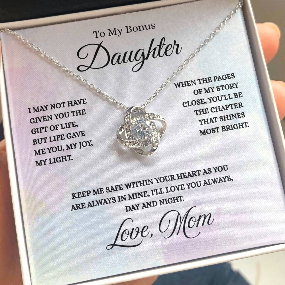 To My Bonus Daughter - Love Knot Necklace