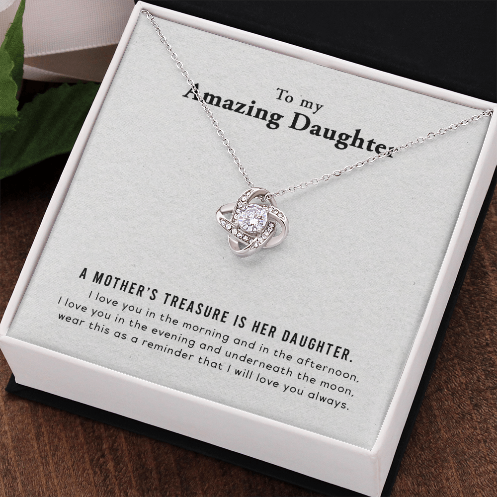 To My Amazing Daughter - Love Knot Necklace & Heartfelt Message Card