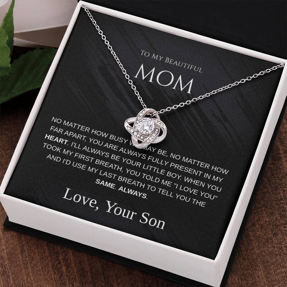 To My Beautiful Mom - Love Knot Necklace - Mother's Day Gift